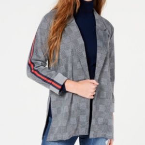 Plaid Blazer w/Red Stripes Along Sleeves